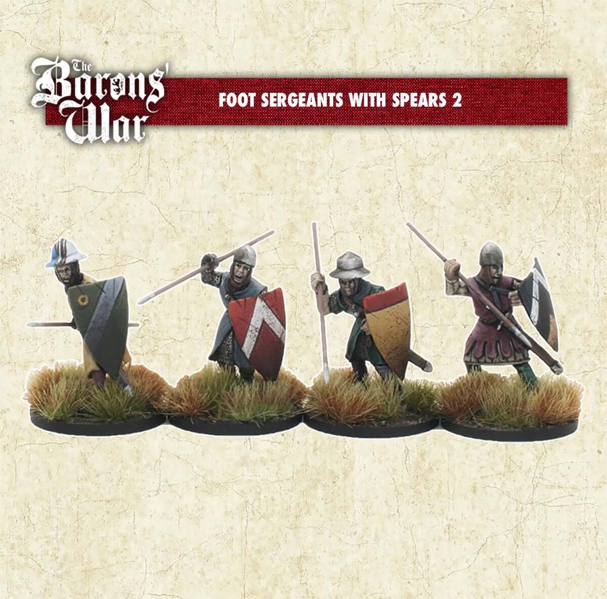 Baron's War Foot Sergeants with Spears 2 28mm historical miniatures