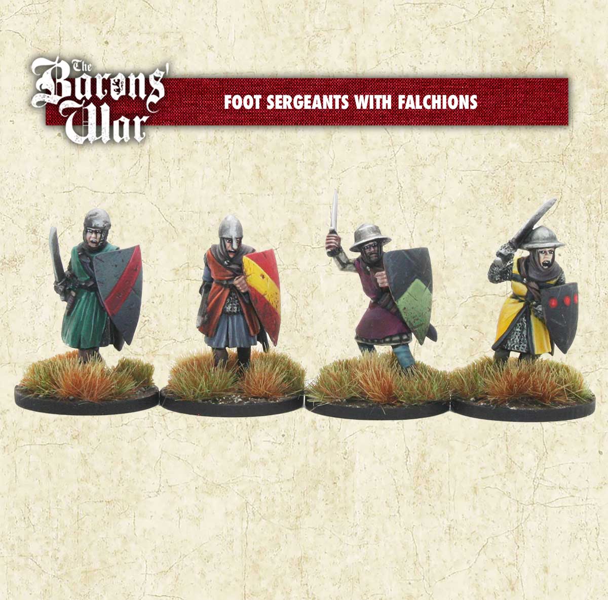 Baron's War Foot Sergeants with Falchions 28mm historical miniatures