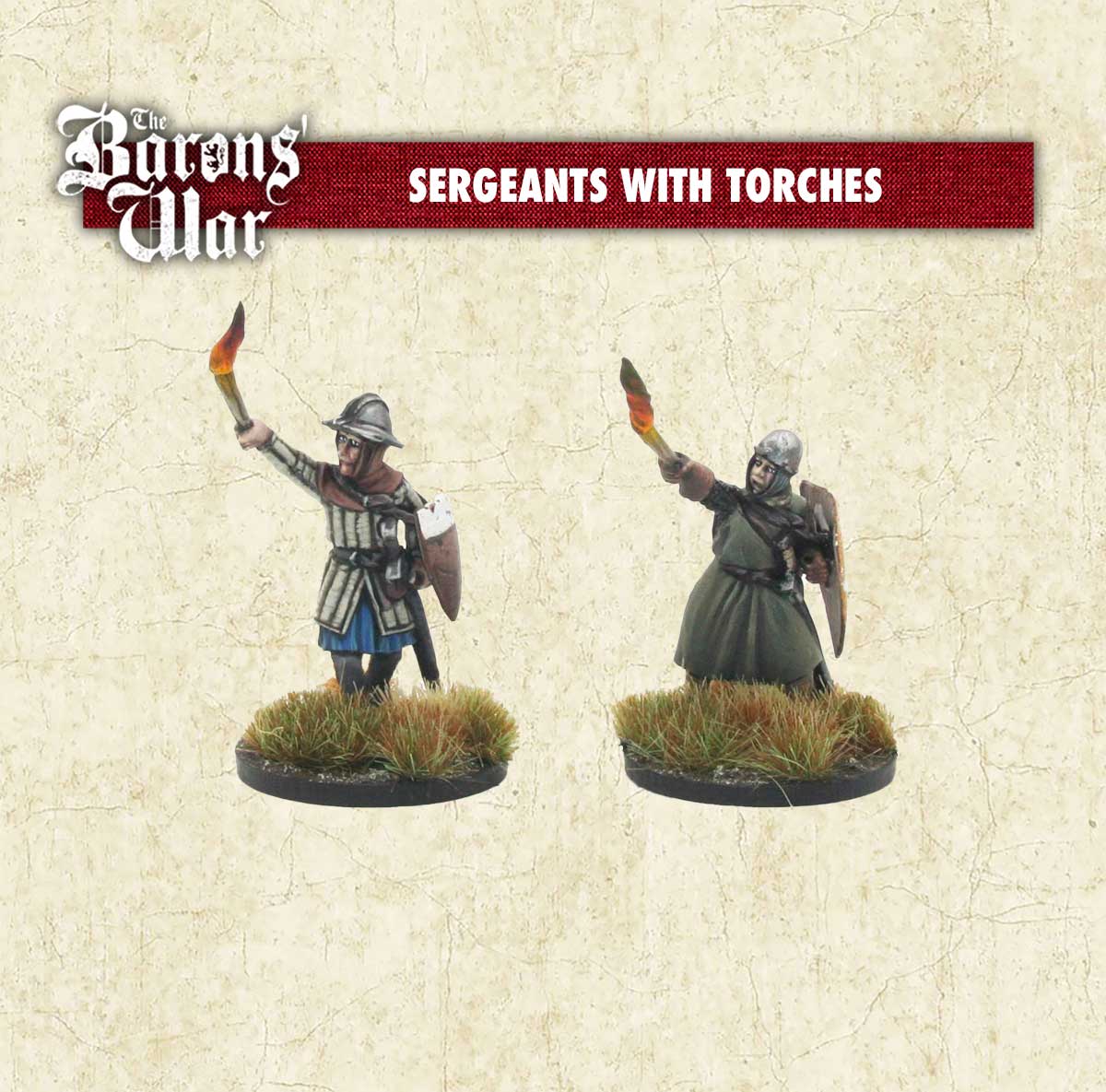 Baron's War Sergeants with torches 28mm historical miniatures