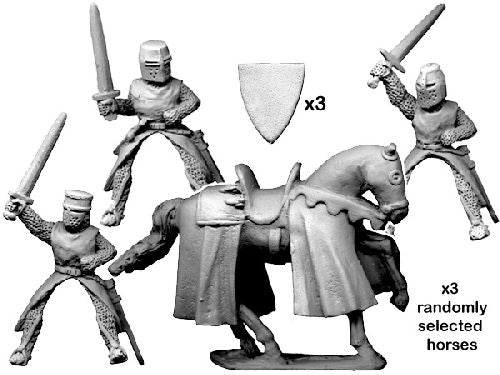 Mounted knights with swords: Crusader Miniatures