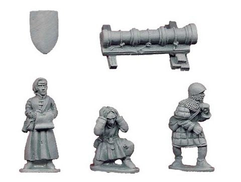 Bombard and Crew (1 bombard, 3 crew) 100 Year War Crusader Miniatures